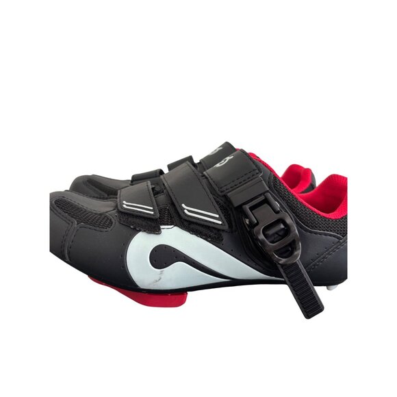 Peloton Cycling Shoes Black Red Trim & Cleats Size 38 Adjustable Straps - Picture 4 of 12